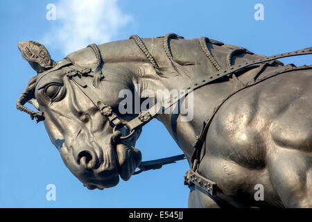 Equestrian Statue of St. Wenceslas on horseback, Wenceslas Square, Prague Czech Republic Stock Photo