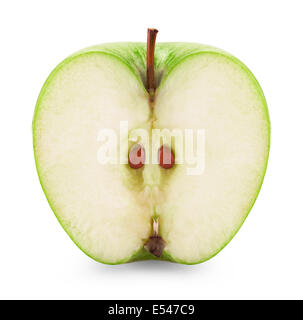 Green apple half on white background. Clipping Path Stock Photo