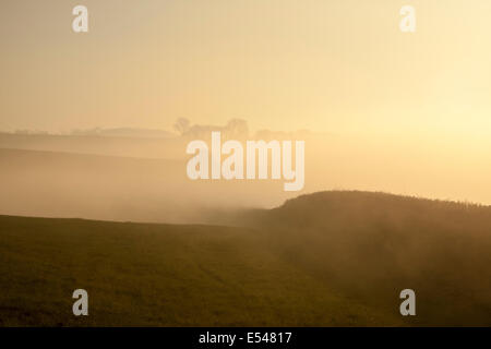 Misty landscape in the Vale of Belvoir Leicestershire Stock Photo