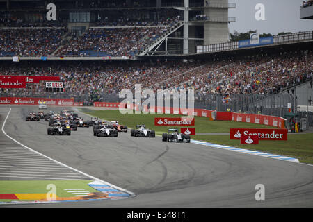 Hockenheim, Germany. 20th July, 2014. NICO ROSBERG of Germany and Mercedes AMG Petronas F1 Team leads the start of the Formula 1 German Grand Prix 2014 at the Hockenheim-Ring in Hockenheim, Germany Credit:  James Gasperotti/ZUMA Wire/Alamy Live News Stock Photo