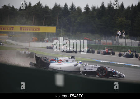 Hockenheim, Germany. 20th July, 2014. FELIPE MASSA of Brazil and Williams Martini Racing has a crash at the start of the Formula 1 German Grand Prix 2014 at the Hockenheim-Ring in Hockenheim, Germany Credit:  James Gasperotti/ZUMA Wire/Alamy Live News Stock Photo