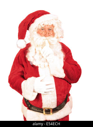 Santa Claus saying shush isolated on a white background Stock Photo