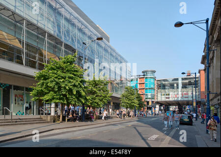 The Marks and Spencer store at the western lower end of Market Street, and Corporation Street, in Manchester, UK. Stock Photo