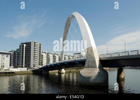 The Clyde Arc (Squinty) Bridge over River Clyde Glasgow.