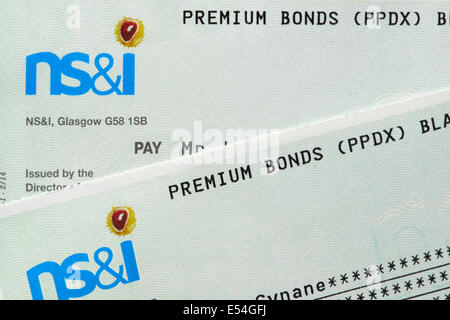 Premium Bond Winner Prize Cheques Known As A Warrant Stock Photo