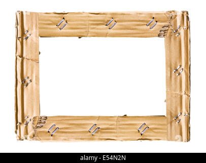 Cardboard frame isolated on white background Stock Photo