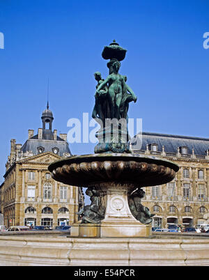 Fountain of the Three Graces in Place de la Bourse, Bordeaux, France Stock Photo