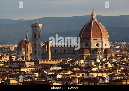 The Duomo at sunrise from Piazza Michelangelo, Florence, Tuscany, Italy, Europe Stock Photo