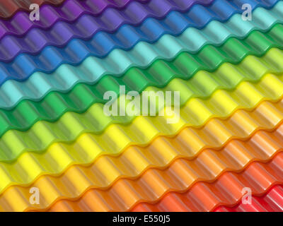 3d render of colorful pattern roof tile. Architecture detail Stock Photo