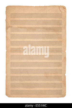 Empty vintage Music paper isolated on white background Stock Photo