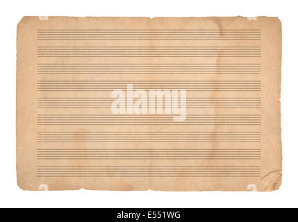 Empty vintage Music paper isolated on white background Stock Photo