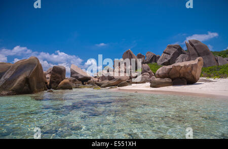 Exquisite Beach Surrounded By Unusual Rock Formations Stock Photo