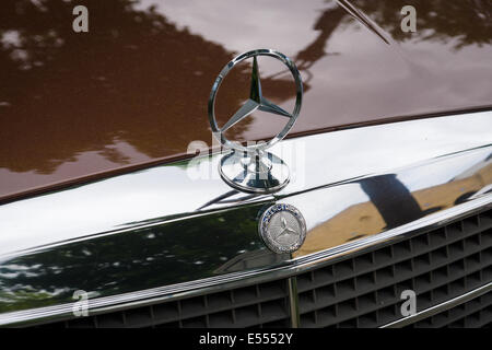 Hood ornament of the full-size luxury car Mercedes-Benz 450SEL (W116). 27th Oldtimer Day Berlin - Brandenburg Stock Photo