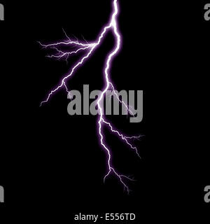 A lightning strike on the black background Stock Photo