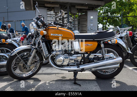 The first Japanese motorcycle with a liquid-cooled engine Suzuki GT750. 27th Oldtimer Day Berlin - Brandenburg Stock Photo