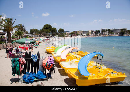 Beach at Es Canar in Ibiza Stock Photo