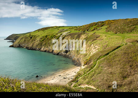 UK, Wales, Gwynedd, Lleyn peninsula, Aberdaron, Wales Coast Path at Porth Simdde Stock Photo