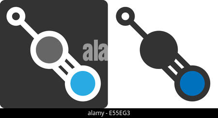 Hydrogen cyanide (HCN, Prussic acid) poison molecule, flat icon style. Atoms shown as color-coded circles (carbon - grey, nitrog Stock Photo