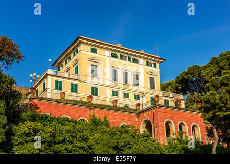 Colorful pastel house,  Sestri Levante, Liguria, Italy Stock Photo