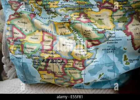 Educational cushion showing map of the world Stock Photo