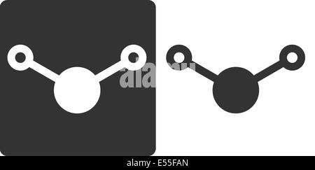 Water (H2O) molecule, flat icon style. Atoms shown as circles. Stock Photo