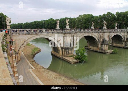 Sant'Angelo Bridge above Tiber River, Rome, Italy Stock Photo