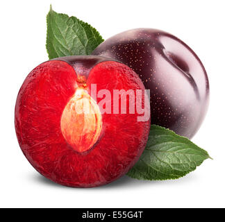 plums isolated on white background Stock Photo