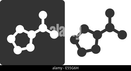 Proline amino acid molecule, flat icon style. Carbon, nitrogen and oxygen atoms shown as circles. Stock Photo