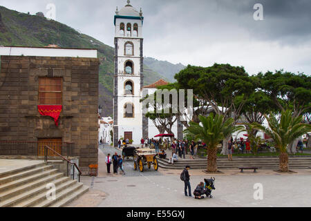 Santa Ana Church in Garachico village.  Tenerife, Canary Islands, Spain, Europe. Stock Photo