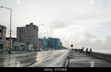 Fisherman in Havana on the sea wall of Malecón, Havana, Cuba Stock Photo