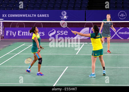 Emirates Arena, Glasgow, Scotland, UK, Monday, 21st July, 2014. Team Australia training at the venue for the Glasgow 2014 Commonwealth Games Badminton Competitions Stock Photo