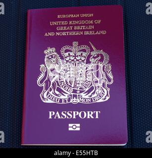 A new European Union, United Kingdom of Great Britain and Northern Ireland Passport Stock Photo