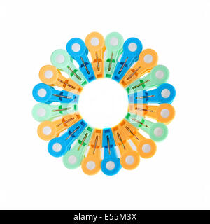 Plastic clothespin isolated on white background Stock Photo
