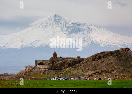 Khor Virap Monastery in front of Mount Ararat Stock Photo