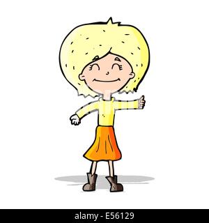 cartoon happy girl giving thumbs up symbol Stock Vector Image & Art - Alamy