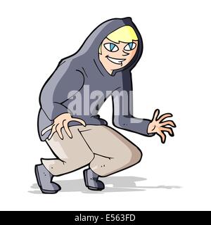 cartoon mischievous boy in hooded top Stock Vector