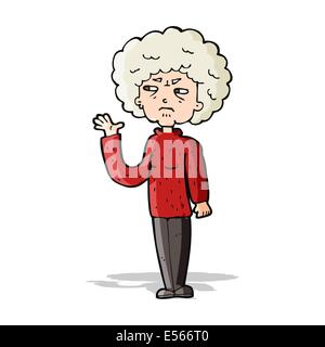 cartoon annoyed old woman waving Stock Vector