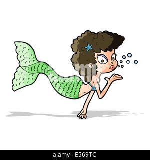 cartoon mermaid blowing kiss Stock Vector