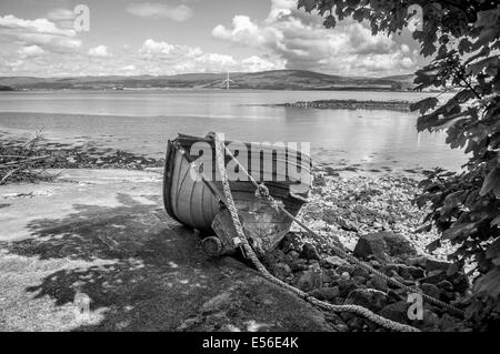Dilapidated boat on beach, Little Cumbrae Island, Firth of Clyde, Scotland