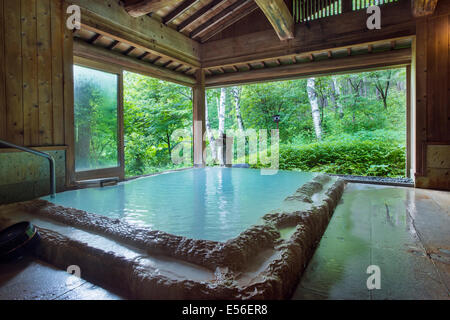 Typical Japanese rotenburo hotspring onsen. This is in Shirahone Onsen ...