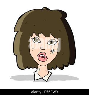 cartoon woman with bruised face Stock Vector