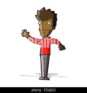 cartoon worried man reaching out Stock Vector