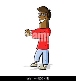 cartoon grinning man wearing glasses Stock Vector