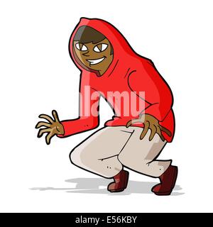 cartoon mischievous boy in hooded top Stock Vector