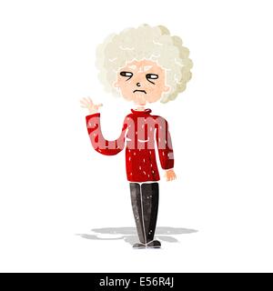 cartoon annoyed old woman waving Stock Vector