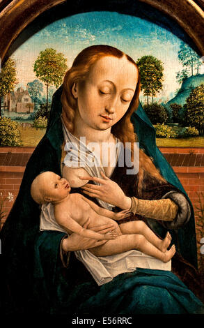 Virgin Nursing Jesus Master De Femalle 1375-1444  France French Stock Photo