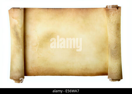 Ancient scroll isolated over a white background Stock Photo