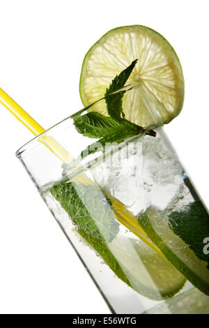 Glass of mojito close up isolated over white background Stock Photo