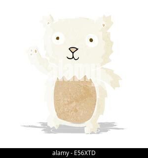 cartoon waving polar bear cub Stock Vector