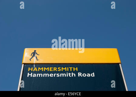 pillar sign giving directions on hammersmith road, hammersmith, west london, england Stock Photo